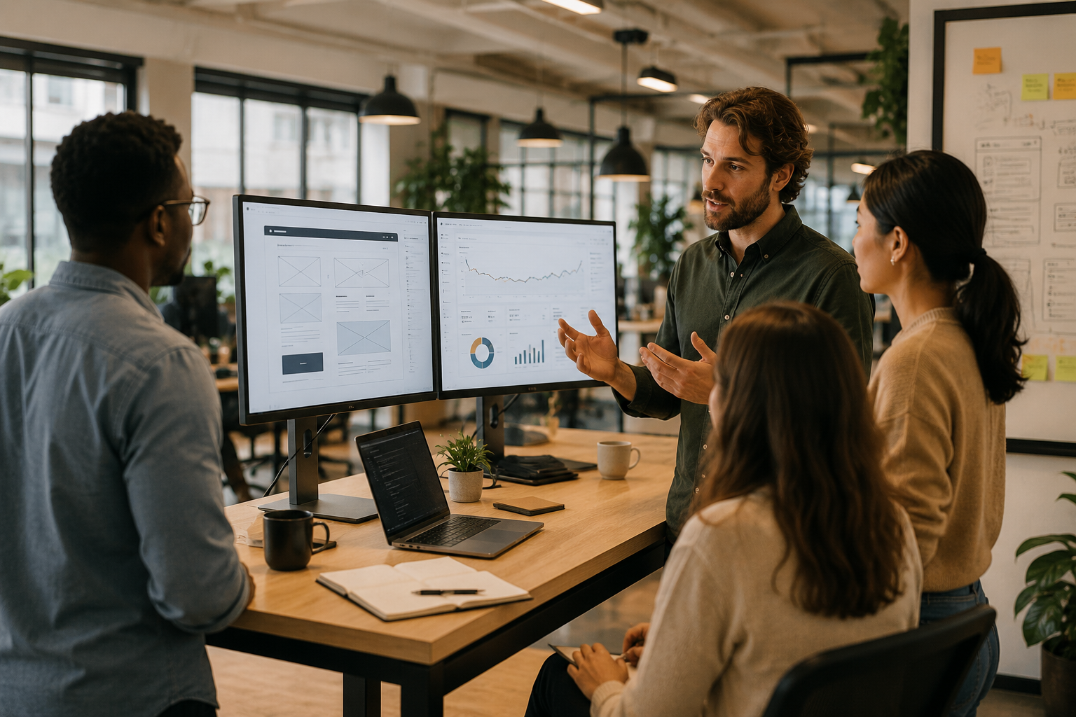 Digital agency team reviewing modern website strategy and GEO optimisation in 2026