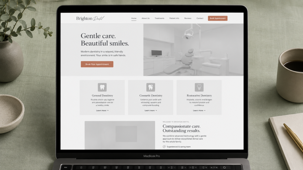 Homepage wireframe — desktop, mid-fidelity, week 3