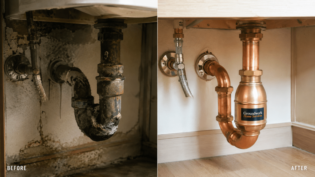  Before/After — Bathroom Plumbing